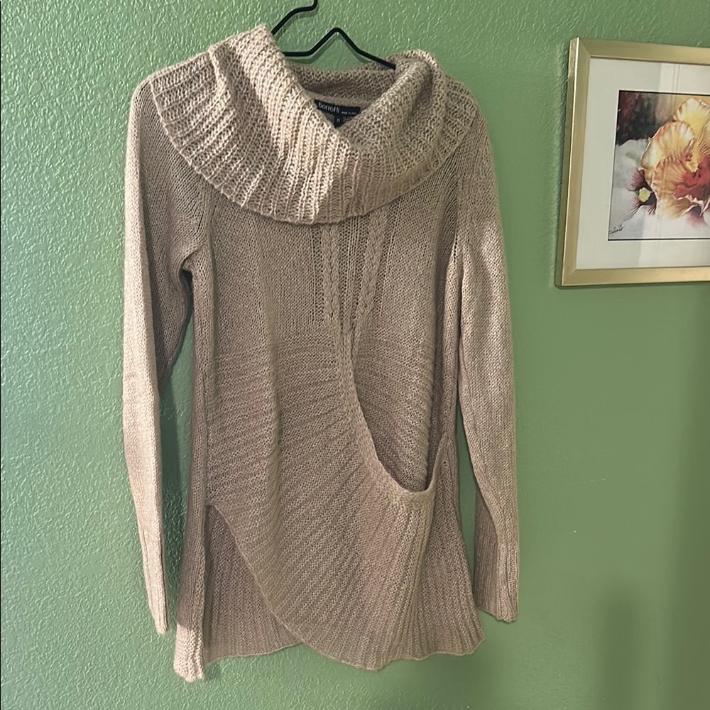 Cozy Beige Sweater with Cowl Neck